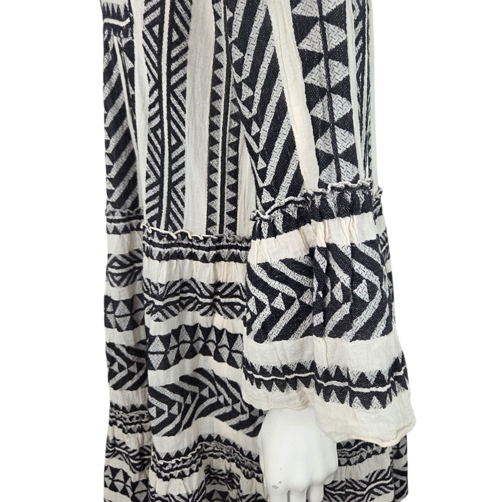 Devotion Twins Ella Midi Dress Women Medium Tunic Aztec Long Sleeve Tiered Skirt - Picture 14 of 14